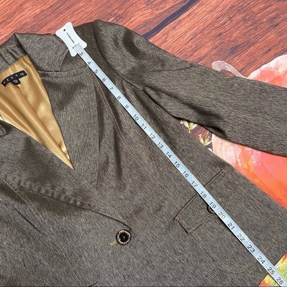 NWT Vesti One-Button Blazer - Brown with Metallic Gold Threads - Size 14 - Picture 11 of 11